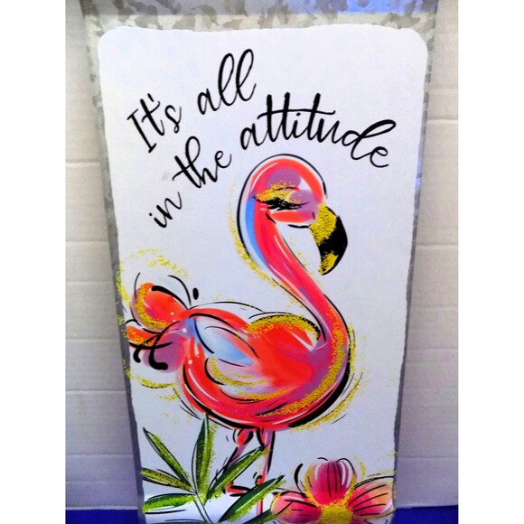NEW Metal Flamingo Its All In The Attitude Wall Art - Picture 2 of 4